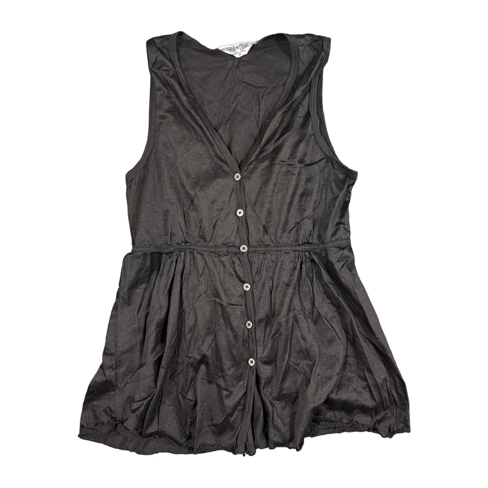 Hard Tail Forever Black Button Front Empire Waist Tank Top MC-06 Womens Medium